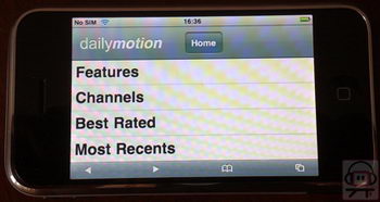 Dailymotion on an iPhone