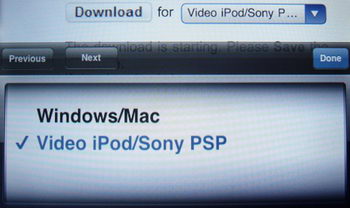 iPhone playing Google Video