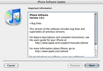 iPhone software update to version 1.0.2