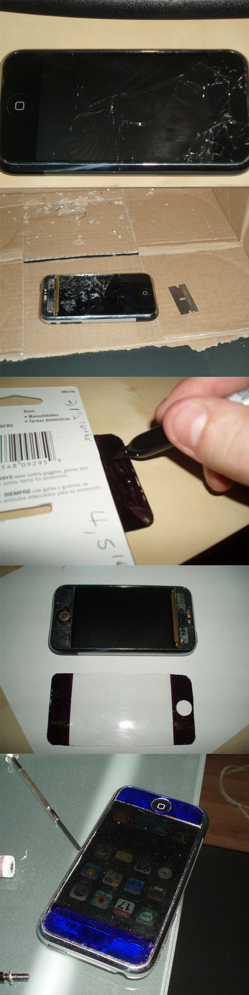 iPhone broken glass display screen DIY ghetto fix method