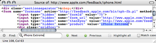 iPhone Extreme code pops up on Apple website