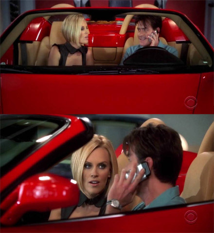 Charlie uses iPhone upside-down on TV show Two and a Half Men