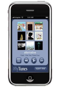 FlyTunes on an iPhone