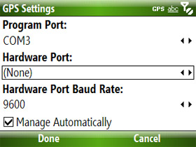 GPSID Configuration Utility for Windows Mobile 6.0 Standard GPS smartphones