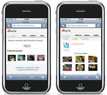 Mobicue on iPhone
