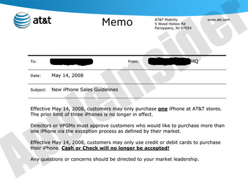 AT&T iPhone purchase limited to one per person
