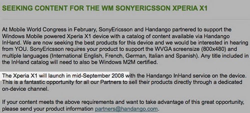 Sony Ericsson XPERIA X1 to be launched in mid-September?