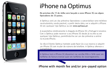 Portugals Optimus to offer pre-paid iPhone option