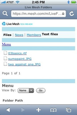 Windows Live Mesh on iPHone