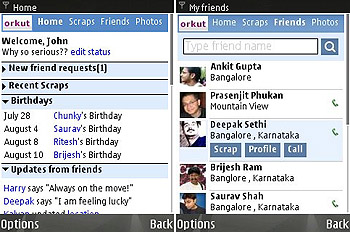 orkut mobile website optimized for Symbian S60 smartphones