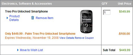 Dell offers $100 off on Palm Treo Pro purchase!