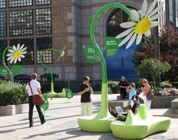 Toyota 18-feet tall solar daisies in Boston