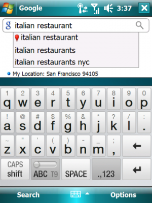 WindowsMobile GoogMyLoc 300x400 Windows Mobile Google App Gets My Location, Suggestions and Map Search