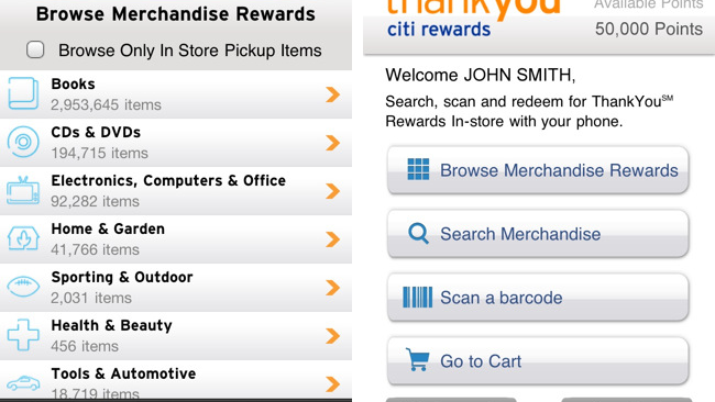 Citi ThankYou Rewards mobile app
