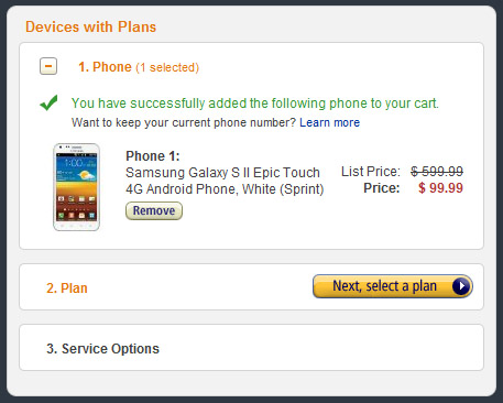 Sprint's Samsung Galaxy S II Epic Touch in white now just $99.99 at Amazon