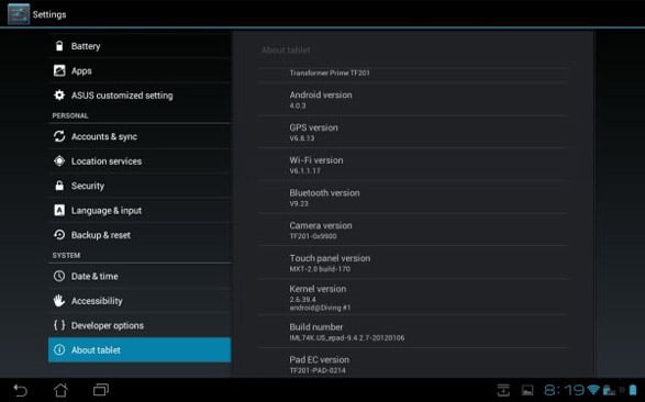 Asus Transformer Prime Ice Cream Sandwich update is here!