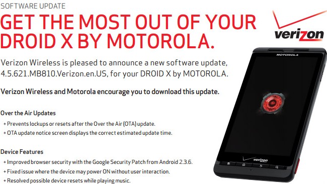 Verizon's Motorola Droid X to get a small firmware update Verizon's Motorola Droid X to get a small firmware update