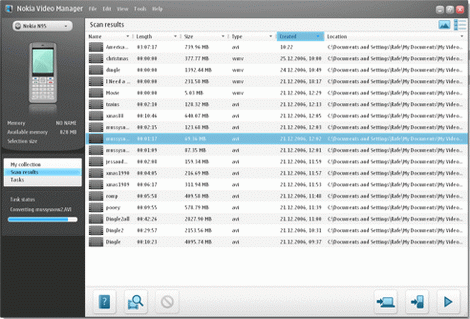 Nokia Video Manager screenshot