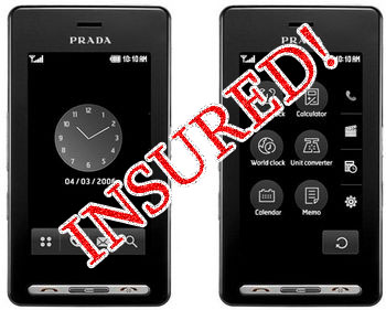 LG Prada phone insured