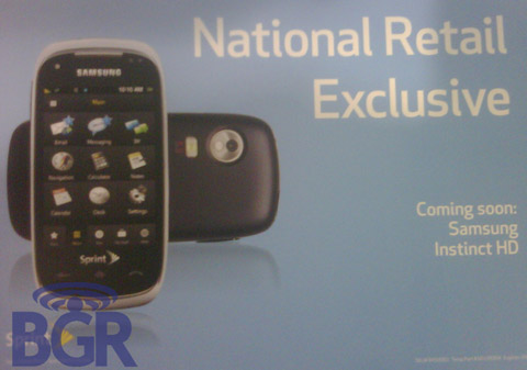 Samsung Instinct HD - Best Buy promo sheet Samsung Instinct HD - Best Buy promo sheet