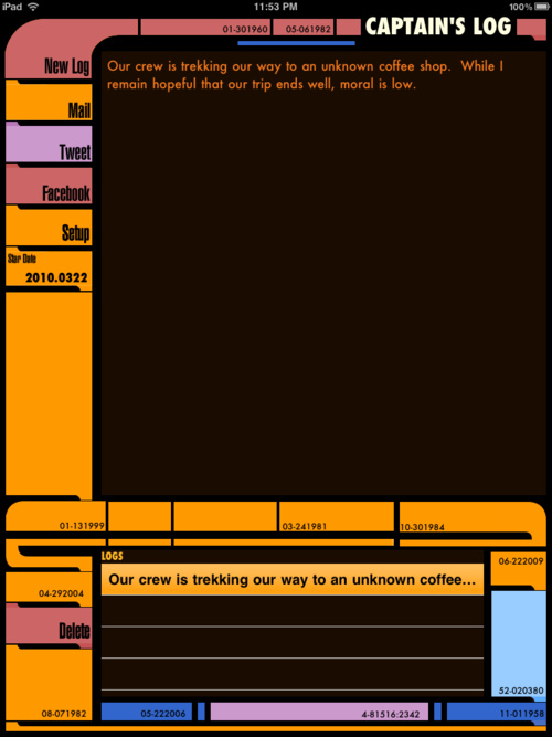Captain's Log iPad App