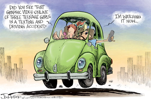 Texting and driving cartoon