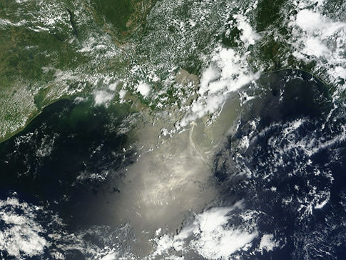 gulf-oil-spill-deepwater-horizon-spill NASA Satellite image showing affects of BP Deepwater Horizon Oil Spill in Gulf of Mexico