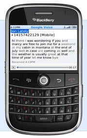 Google Voice for BlackBerry