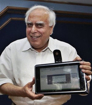 Kapil Sibal unveiling India's iPad India unveils a $35 tablet computer prototype