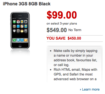 Rogers 8GB iPhone 3GS