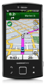 T-Mobile Garmin-Asus Garminfone GPS navigation smartphone showing navigation screen in portrait view