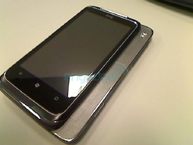 HTC T8788 Windows Phone 7 device The Windows Phone 7 device from HTC, the T8788, has a slide-out speaker