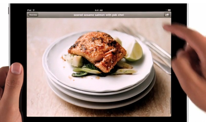 Flipboard, iBooks, food emphasized with latest iPad ads