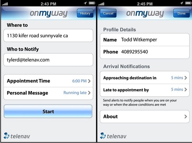 Apple iPhone, Android get the TeleNav OnMyWay app