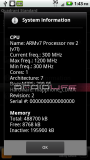 System information on the Droid 2 world edition showing a 1.2 GHz CPU speed