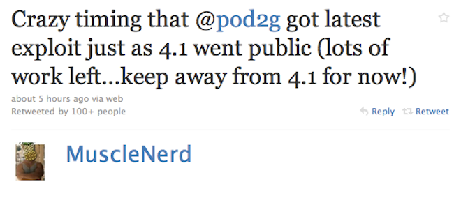 iPhone Dev Team member musclenerd tweeted today that there is a new bootrom exploit to jailbreak iOS 4.1