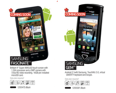 Samsung Fascinate and Gem at Best Buy
