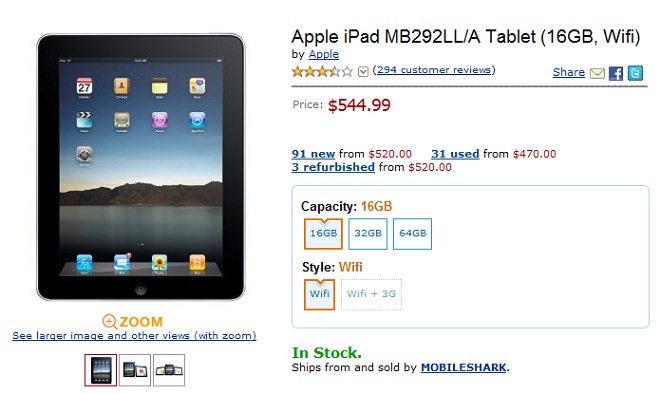 Amazon now sells the Apple iPad