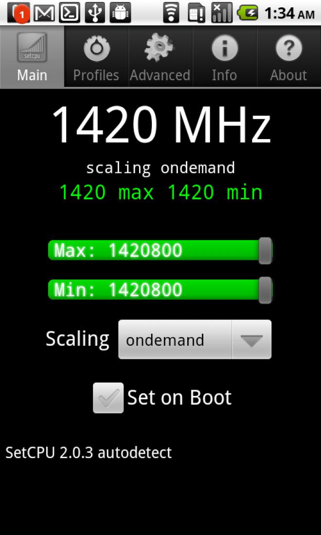 T-Mobile G2 overclocked to 1.42 GHz