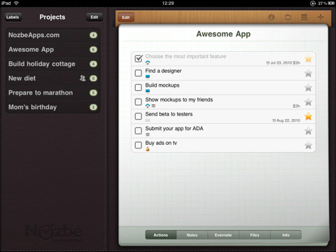 Nozbe for iPad