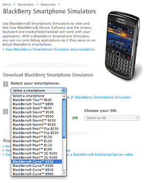 BlackBerry Device Simulators