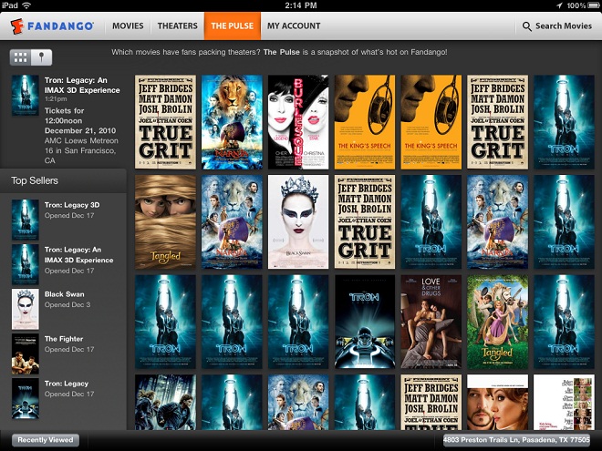 Fandango iPad app adds The Pulse element