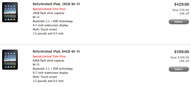 iPad refurbished discounts