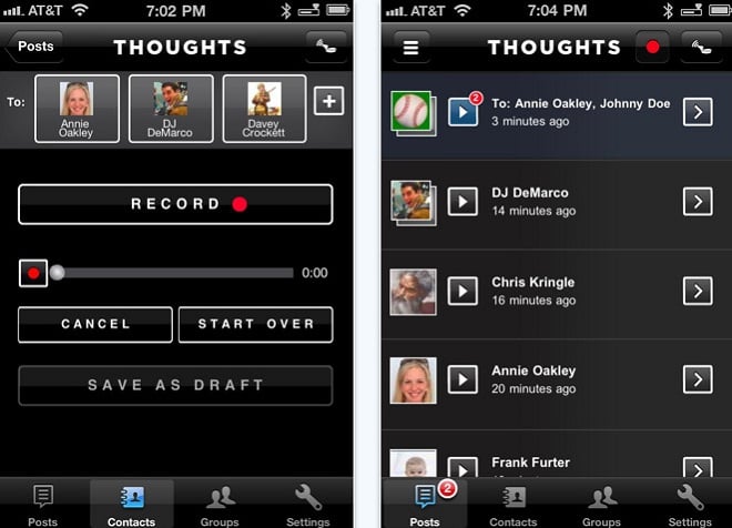 Jawbone Thoughts iPhone app lets you send short voice messages
