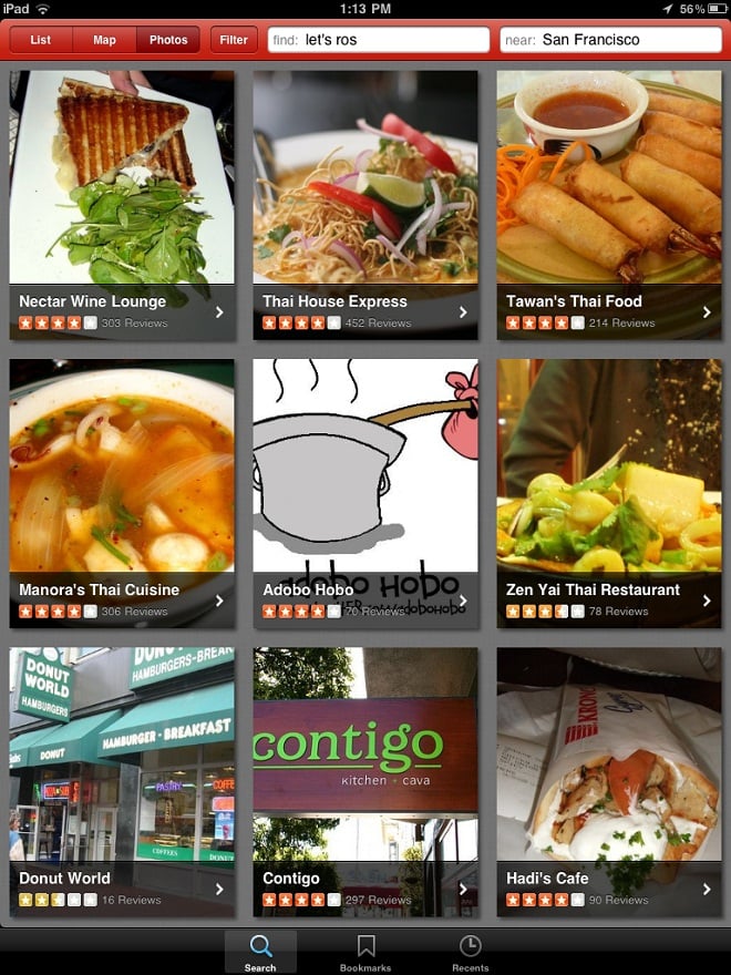 Yelp iPad app includes delicious photo viewer