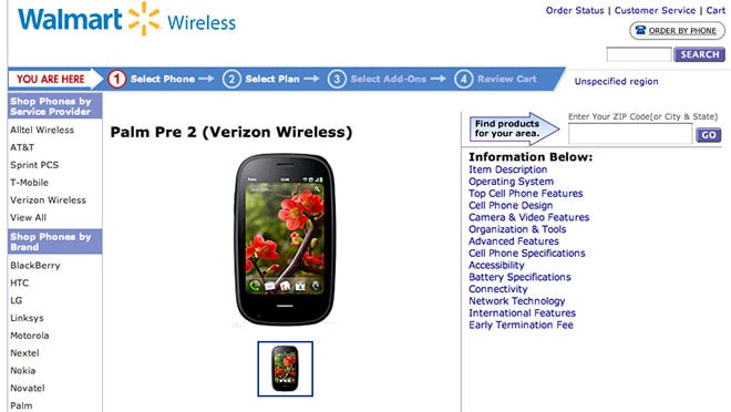 Palm Pre 2 for Verizon at Wal-Mart