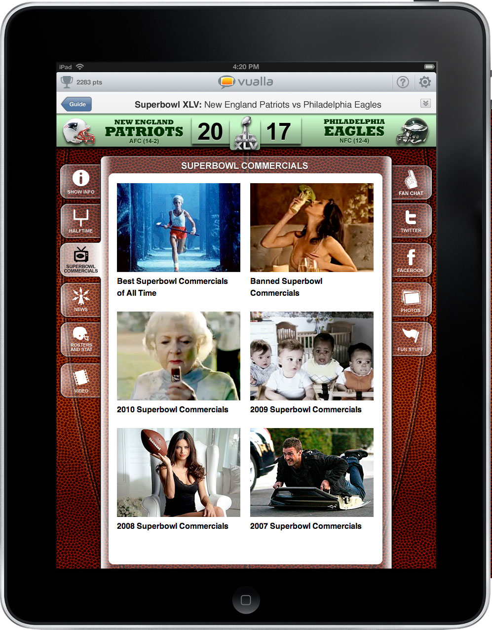 Vualla iPad app makes for good Super Bowl companion