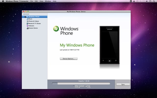 Windows Phone 7 phones syncing with Macs