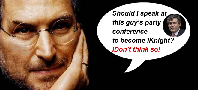 Former British Prime Minister Gordon Brown blocked Steve Jobs\' knighthood?