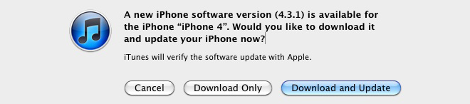 iOS 4.3.1 update